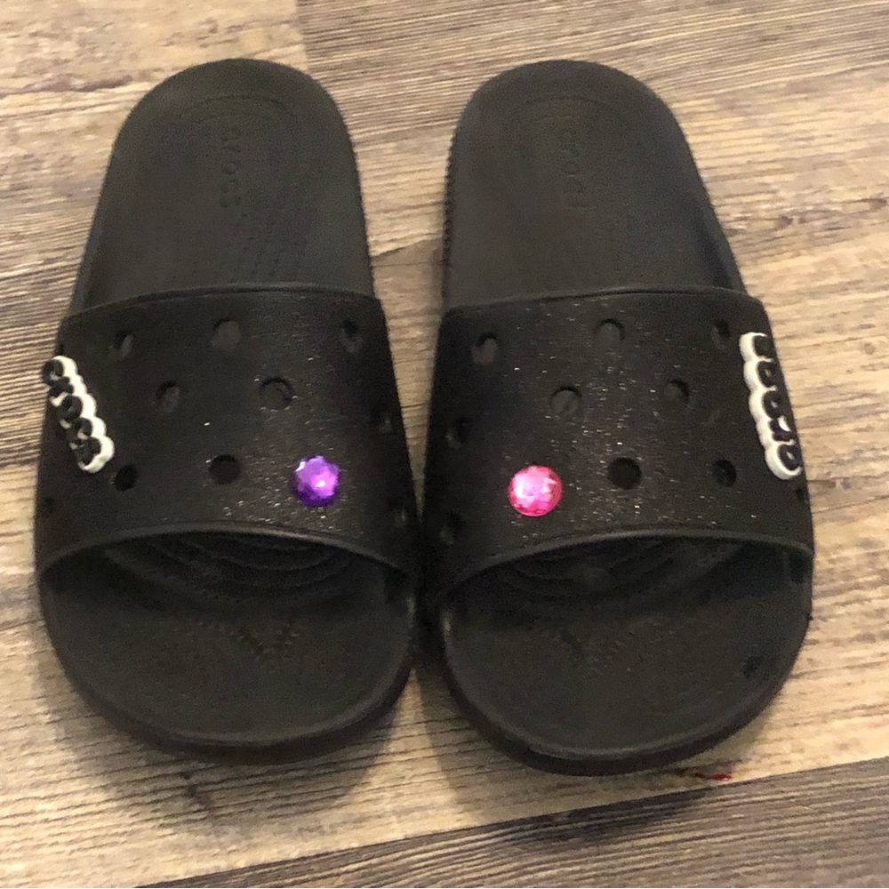 Crocs Black Slip on Sandals Womens Size 9 Slide